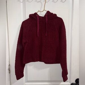 Derek Heart Cropped Sherpa Hoodie
